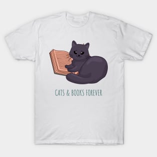 Easily Distracted by Cats and Books T-Shirt